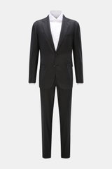 Front view of Stile Latino Anzug 'Vincenzo' anthrazit, a slim fit suit in fine soft pure wool twill with a three-button jacket and button-fly trousers.