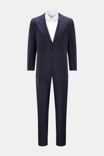 Front view of the Cesare Attolini Suit navy made of pure Super 150'S wool with a slim fit, smart-casual three-button jacket and tapered trousers. Neapolitan tailoring in perfection: Made of fine knit Super 150'S wool, this suit by CESARE ATTOLINI combines