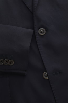 Close-up front view of the Boglioli Suit 'K. Jacket' dark navy, showcasing buttons and soft twill virgin wool fabric.