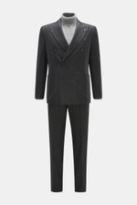 Front view of Tagliatore Suit 'Vesuvio' anthracite melange, a slim fit, double-breasted two-piece suit in virgin wool and cashmere blend with precise tailoring and high comfort.