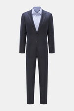 Canali Anzug navy kariert aus reiner Wolle mit weichem Griff, Slim Fit Sakko und Regular Fit Hose, frontale Ansicht, Glencheck-Muster.