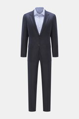 Canali Anzug navy kariert aus reiner Wolle mit weichem Griff, Slim Fit Sakko und Regular Fit Hose, frontale Ansicht, Glencheck-Muster.