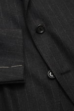 Close-up front view of Lardini Suit anthracite/grey striped showing classic pinstripe pattern, black buttons, and tailored pocket details.