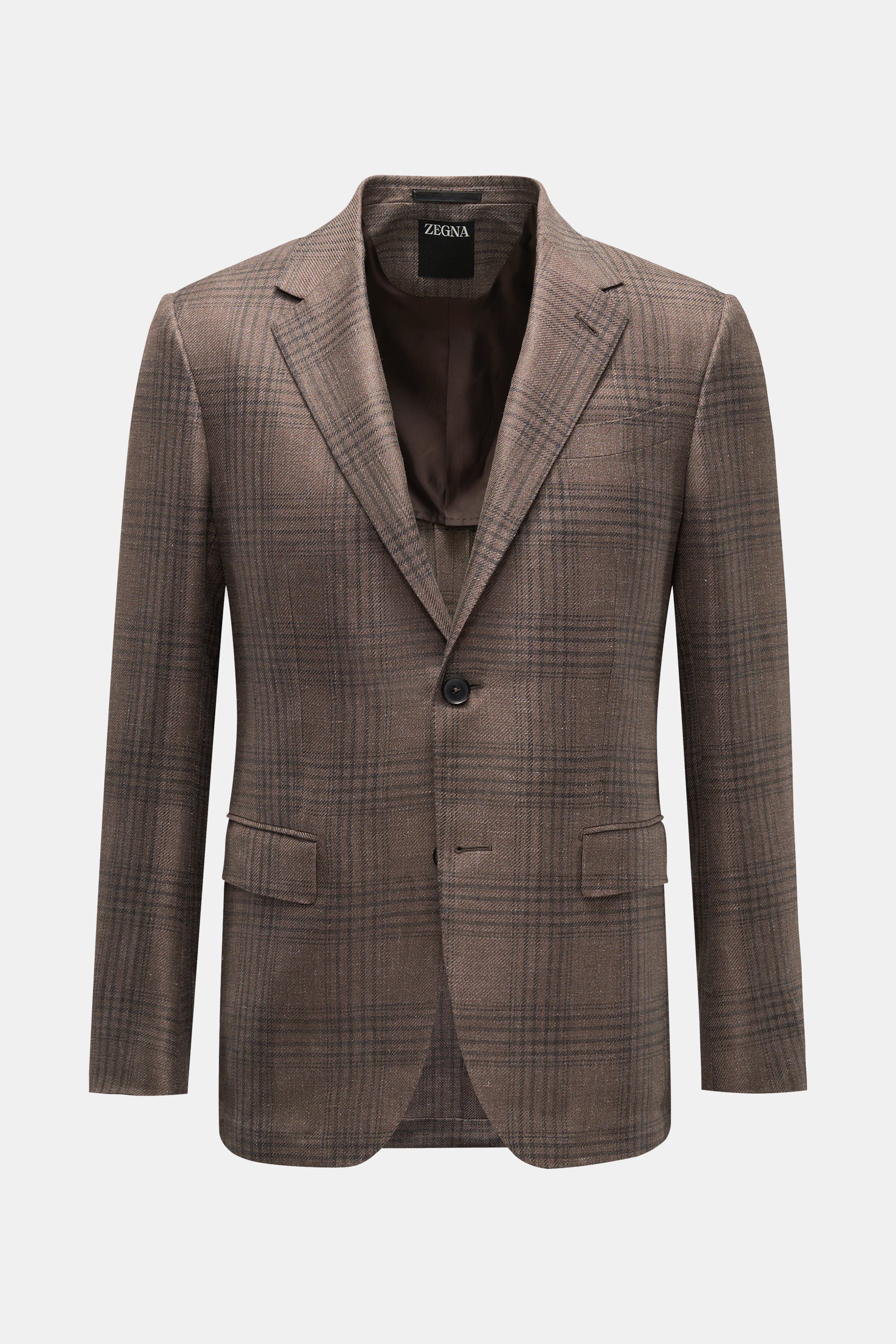 Zegna Sakko graubraun/dunkelbraun kariert