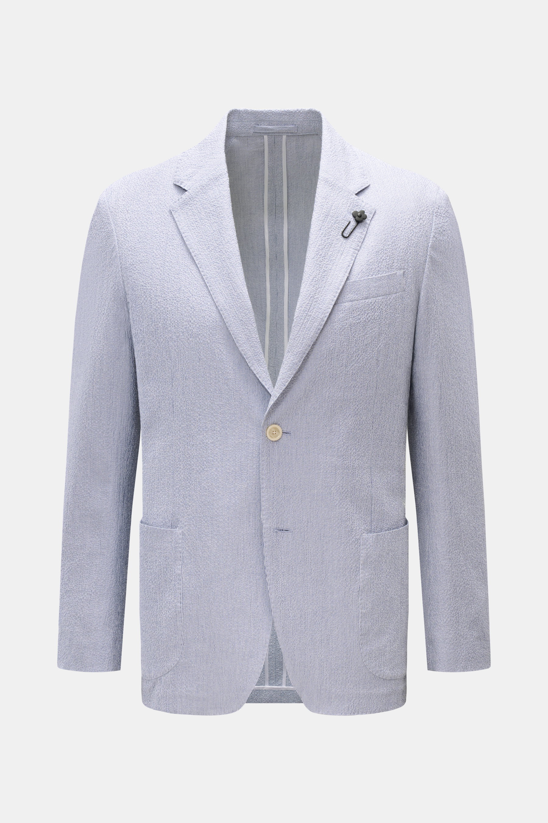 Lardini Seersucker Sakko graublau/weiß gestreift