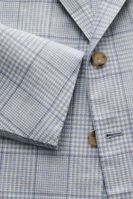 Cesare Attolini Smart-casual jacket smoky blue/cream checked