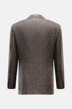 Brioni Cashmere Sakko 'New Plume' dunkelbraun/graubraun kariert, Rückansicht, Slim Fit, Glencheck, reiner Cashmere, tailliert, zwei Knöpfe, Seitenschlitze.