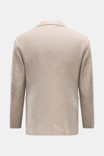 Back view of Borrelli Smart-casual jacket 'Procida' beige/light grey checked, featuring pure virgin wool, classic checked pattern, slim fit, step lapel, patch hip pockets, unfinished sleeve cuffs, and side vents.

Description: <p>This unconstructed smart-