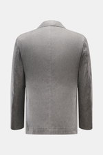 Back view of Sipario Smart-casual jacket 'Ivan' grey melange in cashmere blend, slim fit with side vents, unfinished cuffs, and soft texture.