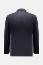 Rückansicht des Stile Latino Sakko 'Andrea' dark navy, Slim Fit, zweireihig, aus Panama-Wolle, Alpaka, Seide, halb gefüttert, mit Seitenschlitzen.