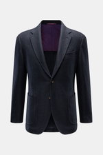 Frontale Ansicht des Stile Latino Sakko 'Vincenzo' navy/schwarz kariert mit Glencheck-Muster, Slim Fit, reiner Wolle und drei Knöpfen.