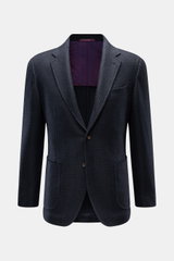 Frontale Ansicht des Stile Latino Sakko 'Vincenzo' navy/schwarz kariert mit Glencheck-Muster, Slim Fit, reiner Wolle und drei Knöpfen.