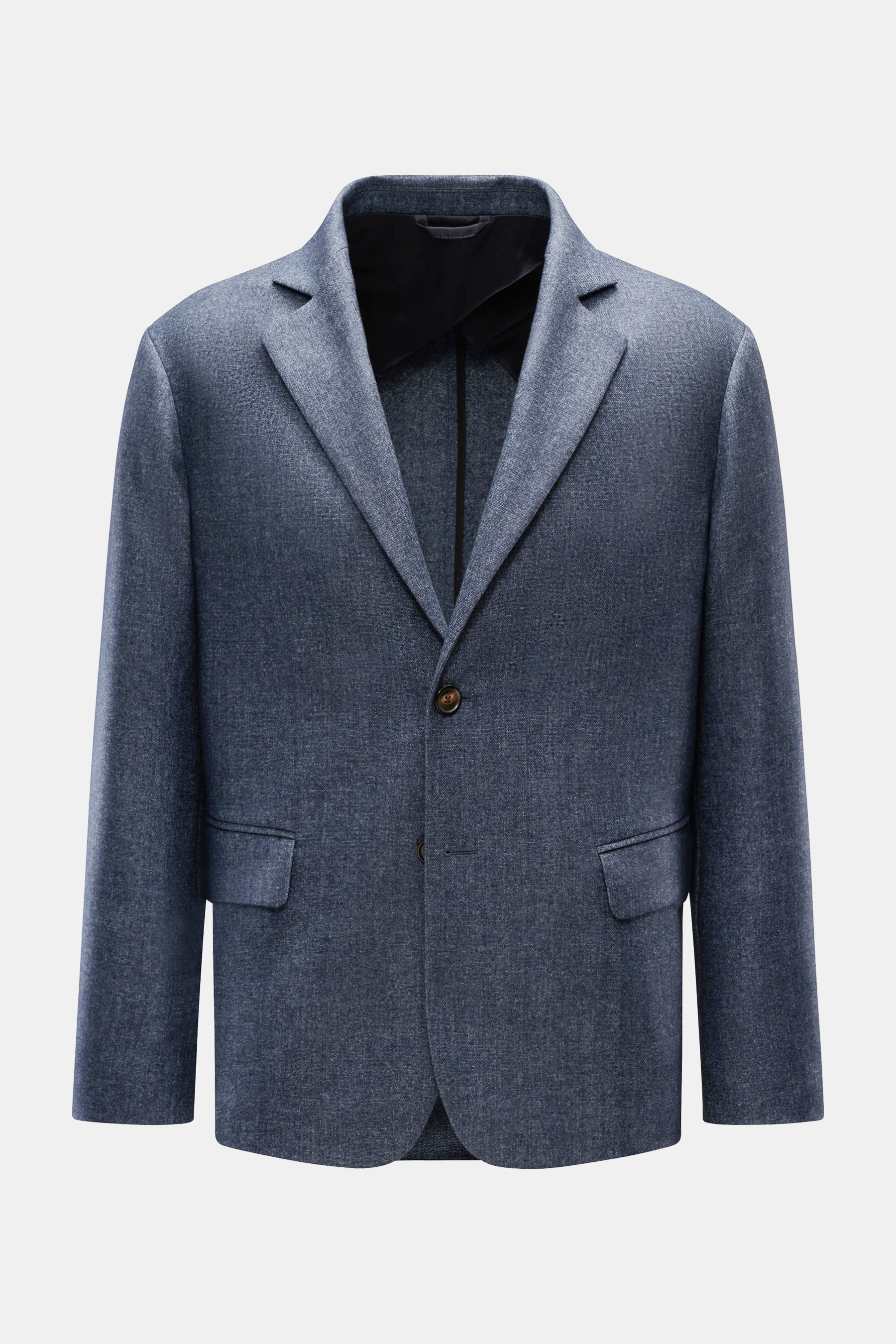 Doppiaa Sakko 'Aantilope' navy meliert, frontale Perspektive, sportiv elegant mit Cashmere-Mix, Slim Fit, Zwei-Knopf-Stil, fallendem Revers.
