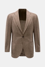 Cesare Attolini Cashmere Sakko braun/beige kariert, frontale Ansicht, Slim Fit, Glencheck, reiner Cashmere, tailliert, drei Knöpfe, fallendes Revers, Brust- und Hüfttaschen.