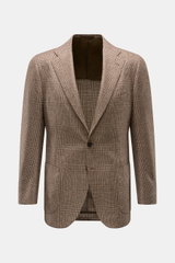 Cesare Attolini Cashmere Sakko braun/beige kariert, frontale Ansicht, Slim Fit, Glencheck, reiner Cashmere, tailliert, drei Knöpfe, fallendes Revers, Brust- und Hüfttaschen.