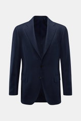 Front view of Cesare Attolini Cashmere smart-casual jacket navy, made of pure cashmere with soft feel, slim fit, fitted three-button style, step lapel, classic breast pocket, patch hip pockets, unfinished sleeve cuffs, side vents at the back, half lined, 