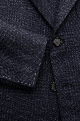 Close-up front view of the Cesare Attolini Sakko navy/dark navy kariert showing classic Glencheck pattern, soft wool and silk blend, slim fit, and button details. <p>Gönnen Sie sich Luxus aus dem Hause CESARE ATTOLINI: Dieses zeitlose Sakko wurde exklusiv