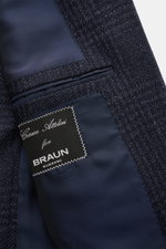 Close-up inside view of the Cesare Attolini Sakko navy/dark navy kariert showing navy lining, inner pockets, and label; Gönnen Sie sich Luxus aus dem Hause CESARE ATTOLINI: Dieses zeitlose Sakko wurde exklusiv in Italien gefertigt und präsentiert sich im 