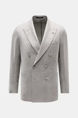 Tagliatore Sakko 'Monte Carlo' taupe meliert, frontal fotografiert, Unconstructed-Verarbeitung aus Wolle mit Cashmere, Slim Fit, feines Strukturgewebe, taillierter Zwei-Knopf-Stil, fallendes Revers mit Markentypischem Pin, Brusttasche, aufgesetzte Hüfttas
