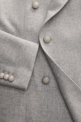 Tagliatore Sakko 'Monte Carlo' taupe meliert in Nahaufnahme, Slim Fit, Unconstructed aus Wolle mit Cashmere, feinem Strukturgewebe, zwei Knöpfen.