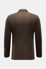 Santaniello Sakko braun/bordeaux/anthrazit kariert, Slim Fit aus reiner Wolle mit Glencheck, weich, zweireihig, Rückansicht, Seitenschlitze, drei Innentaschen.