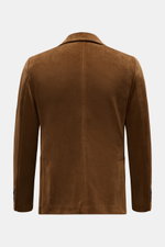 Rear view of Circolo 1901 Velvet jacket light brown, slim fit with step lapel, side vents, and soft jersey-velvet material.

Description: <p>With its combination of modern unconstructed finish and fine jersey-velvet, this elegant smart-casual jacket by CI
