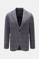 Front view of Circolo 1901 Jersey smart-casual jacket anthracite/light grey checked, slim fit with step lapel, two-button style, glen check print, and patch hip pockets.  

<p>CIRCOLO 1901 has used a lightweight design for this soft jersey smart-casual ja