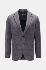 Front view of Circolo 1901 Jersey smart-casual jacket anthracite/light grey checked, slim fit with step lapel, two-button style, glen check print, and patch hip pockets.  

<p>CIRCOLO 1901 has used a lightweight design for this soft jersey smart-casual ja