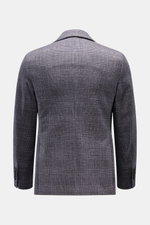 Rear view of Circolo 1901 Jersey smart-casual jacket anthracite/light grey checked with glen check print, slim fit, soft cotton jersey, two-button style, step lapel, classic breast pocket, patch hip pockets, button cuffs, side vents, unconstructed design,