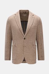 Front view of Circolo 1901 Jersey jacket beige/dark brown patterned in slim fit with two buttons, step lapel, breast and patch hip pockets.

<p>This easy-care, modern jersey jacket in a contemporary unconstructed design with woven look print by CIRCOLO 19