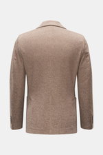 Rear view of Circolo 1901 Jersey jacket beige/dark brown patterned showing unconstructed design, step lapel, side vents, and cuffs with buttons.

<p>This easy-care, modern jersey jacket in a contemporary unconstructed design with woven look print by CIRCO