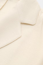 Marco Pescarolo Blazer 'Giove' creme im Close-up, leichter Blazer mit Woll-Cashmere-Mix, Slim Fit, fallendem Revers, tonaler Webstruktur, Unconstructed Design.