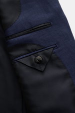 Innenansicht des Tom Ford Sakko 'Shelton' navy mit Fischgratmuster, Woll-Mix, vier Innentaschen und schwarzem Futter, Detailfoto.