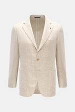 Front view of Belvest Smart-casual jacket cream/beige checked featuring a slim fit, classic glen check, step lapel with pin, and patch hip pockets. 

Description: <p>BELVEST has brought together the best in natural materials – wool, linen, silk and cashme