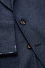 Close-up front view of Stile Latino Smart-casual jacket 'Vincenzo' navy mottled showing fabric texture, buttons, and lapel detail.

Description: <p>STILE LATINO presents luxury you can feel with its elegant smart-casual jacket 'Vincenzo' in a blend of lig