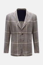 Front view of Stile Latino Smart-casual jacket 'Vincenzo' navy/beige checked, lightweight silk blend, slim fit, classic glen check design.

<p>STILE LATINO presents luxury you can feel with its lightweight smart-casual jacket 'Vincenzo' in a fine silk ble