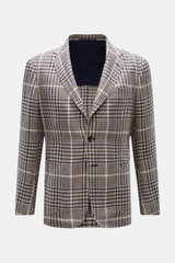 Front view of Stile Latino Smart-casual jacket 'Vincenzo' navy/beige checked, lightweight silk blend, slim fit, classic glen check design.

<p>STILE LATINO presents luxury you can feel with its lightweight smart-casual jacket 'Vincenzo' in a fine silk ble