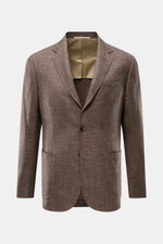Front view of Stile Latino Smart-casual jacket 'Vincenzo' dark brown mottled, wool-linen blend, slim fit with step lapel and patch pockets.

Description: <p>The classic smart-casual jacket 'Vincenzo' by STILE LATINO has bags of Italian character: effortle