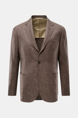 Front view of Stile Latino Smart-casual jacket 'Vincenzo' dark brown mottled, wool-linen blend, slim fit with step lapel and patch pockets.

Description: <p>The classic smart-casual jacket 'Vincenzo' by STILE LATINO has bags of Italian character: effortle