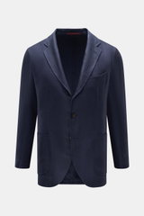 Sipario Sakko 'Ginza' navy, frontale Ansicht, Slim Fit, tailliert, Leinen-Seide-Baumwolle, ungefüttert, drei Knöpfe, Brust- und Hüfttaschen, fallendes Revers.