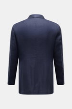 Rückansicht des Sipario Sakko 'Ginza' navy aus Leinen, Seide, Baumwolle, Slim Fit, tailliert, leichte Qualität, feines Strukturgewebe, halb gefüttert.