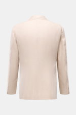 Sipario Sakko 'Ginza' sand gemustert, Rückansicht, Slim Fit, Leinen-Baumwoll-Mix, tonaler Fischgrat, tailliert, fallendes Revers.