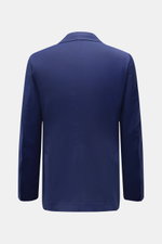 Back view of Sipario Smart-casual jacket 'Ivan' dark blue, made of pure wool with slim fit, side vents, and unfinished sleeve cuffs.