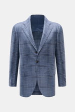 Front view of Cesare Attolini Smart-casual jacket navy/grey-blue checked, slim fit with step lapel, three-button style, and classic breast pocket.

<p>Enjoy luxury from CESARE ATTOLINI: This smart-casual jacket with woven checked pattern is exclusively ma