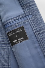 Close-up inside view of Cesare Attolini Smart-casual jacket navy/grey-blue checked showing label, soft lining, and woven check pattern fabric.

<p>Enjoy luxury from CESARE ATTOLINI: This smart-casual jacket with woven checked pattern is exclusively made i