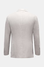 Borrelli Sakko 'Procida' grau/offwhite meliert, Slim Fit, leichte Struktur aus Leinen, Seide, Baumwolle, Rückansicht mit Seitenschlitzen, tailliert.