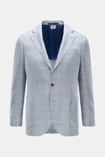 Frontansicht des Borrelli Sakko 'Procida' rauchblau/offwhite kariert aus Wolle mit Cashmere, Slim Fit, Glencheck, tailliert, drei Knöpfe, halb gefüttert.