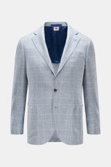 Frontansicht des Borrelli Sakko 'Procida' rauchblau/offwhite kariert aus Wolle mit Cashmere, Slim Fit, Glencheck, tailliert, drei Knöpfe, halb gefüttert.