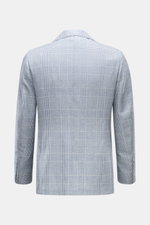 Borrelli Sakko 'Procida' rauchblau/offwhite kariert, Slim Fit, Glencheck-Muster, Wolle mit Cashmere, Rückansicht, tailliert, halb gefüttert.