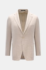 Tagliatore Sakko 'Monte Carlo' beige meliert, frontal fotografiert, Unconstructed Design, Slim Fit, Woll-Baumwoll-Seide-Mix, zwei Knöpfe, fallendes Revers, Brust- und Hüfttaschen, weiche Struktur.